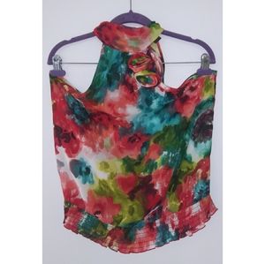 Floral turtle neck top.